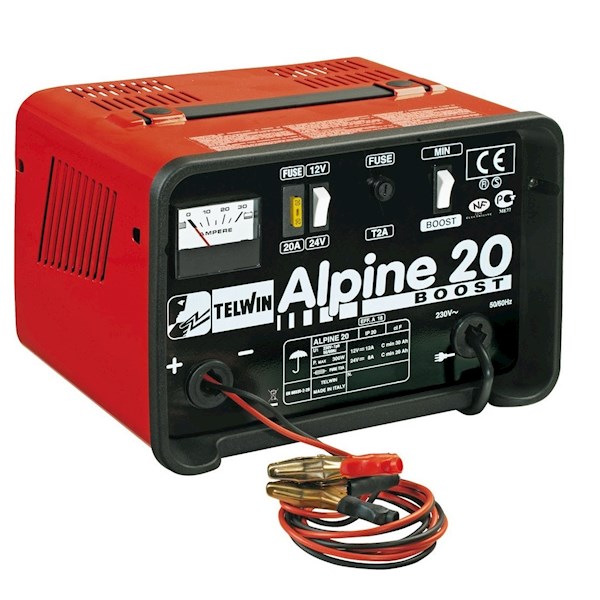 ბატარეის დამტენი Telwin Alpine 20, Battery Charger, Red/Black 807546